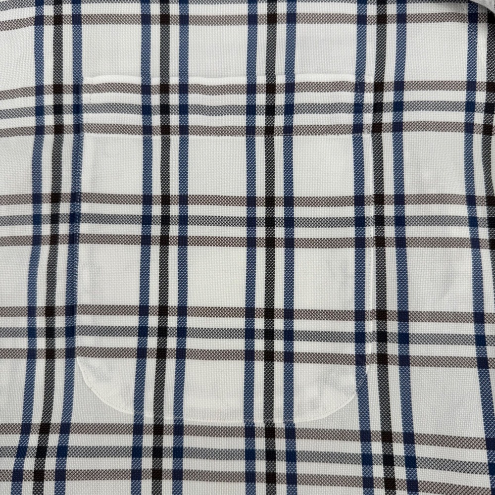 Peter Millar Mens Medium White Blue Brown Plaid Cotton Button Down Shirt LS - Picture 4 of 12